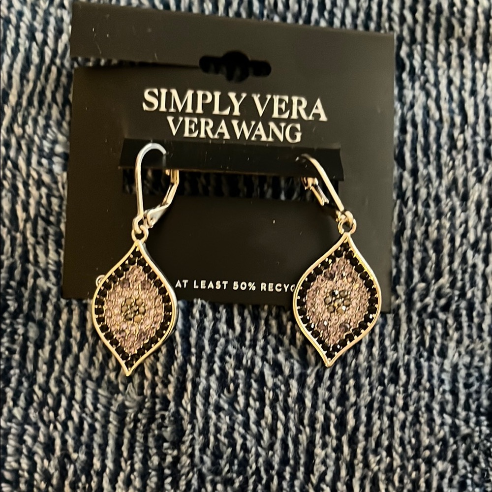 Simply Vera Vera Wang Gold and Black Drop Earrings